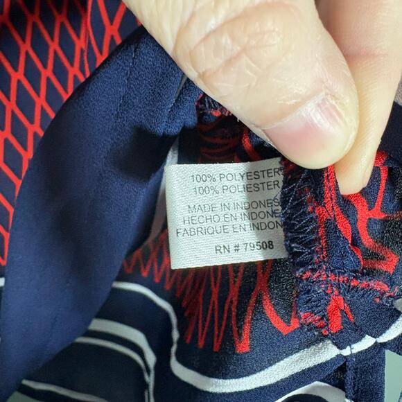 Violet + Claire Women's Red & Blue Retro Preppy Top - Size Large - Country Club - Picture 5 of 6